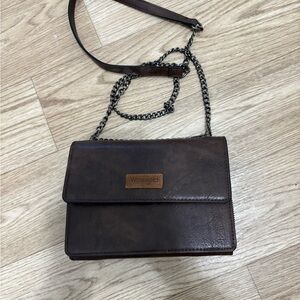 Wrangler Dark Brown Leather Crossbody Bag